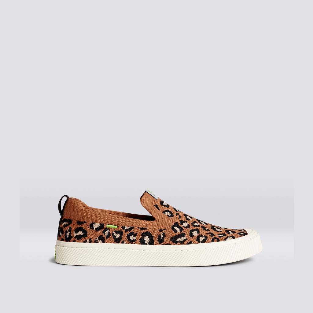 IBI Slip-On Cariuma Low Top Bamboo Weave Knit Vegan Leopard Femme | BBH-0261749